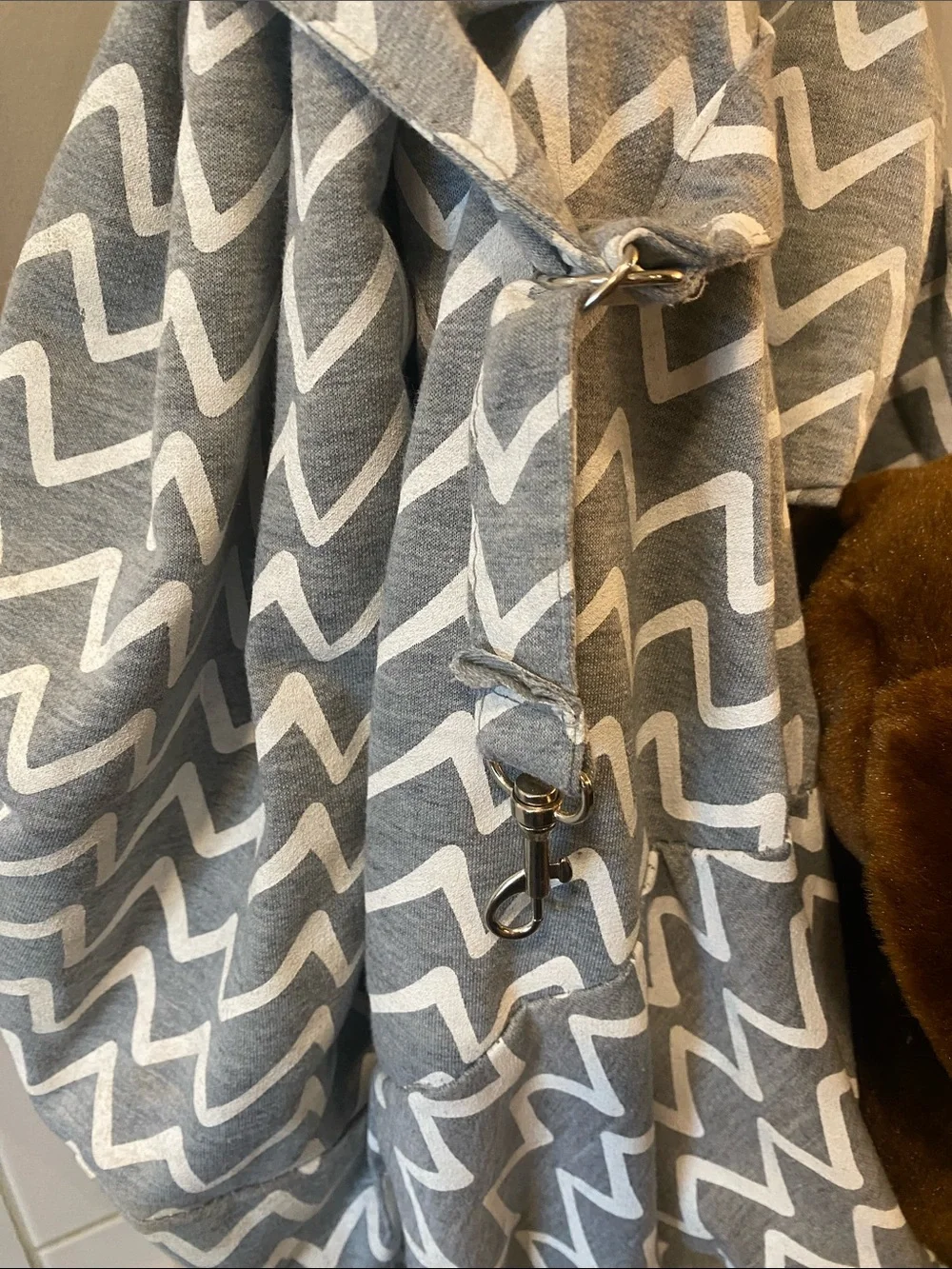Gray Chevron Sling Bag for small animal pet.